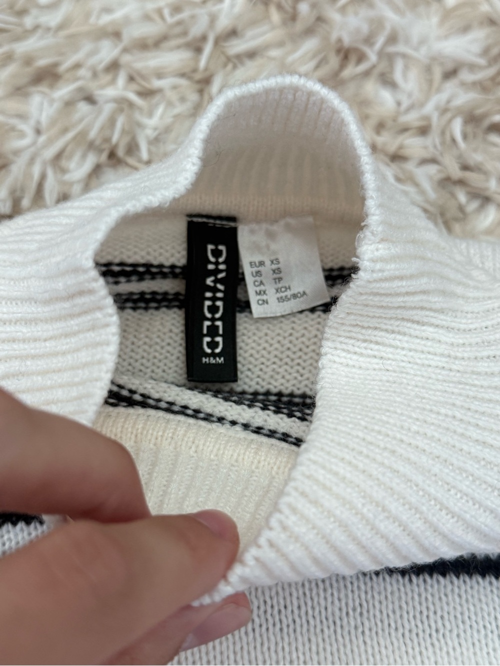 H&M White & Black Striped Mock Neck Sweater - Picture 3 of 4